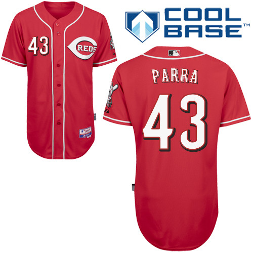Manny Parra #43 Youth Baseball Jersey-Cincinnati Reds Authentic Alternate Red Cool Base MLB Jersey